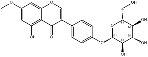 3-[4-(β-D-Glucopyranosyloxy)phenyl]-5-hydroxy-7-methoxy-4H-1-benzopyran-4-one 结构式