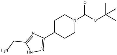 5-(1-BOC-4-哌啶基)-1H-1,2,4-三唑-3-基]甲胺 结构式