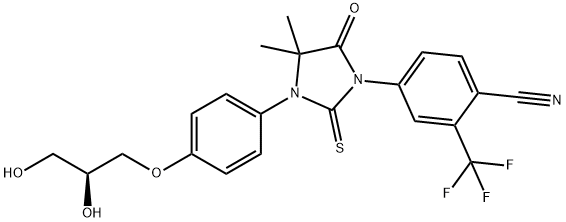 Benzonitrile, 4-[3-[4-[(2S)-2,3-dihydroxypropoxy]phenyl]-4,4-dimethyl-5-oxo-2-thioxo-1-imidazolidinyl]-2-(trifluoromethyl)- Struktur