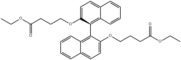 DIETHYL (S)-4,4′-([1,1′-BINAPHTHALENE]-2,2′-DIYLBIS(OXY))DIBUTYRATE, 158073-97-3, 结构式