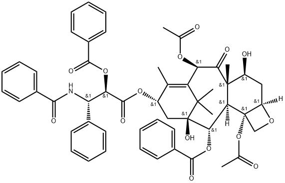Benzenepropanoic acid, β-(benzoylamino)-α-(benzoyloxy)-, (2aR,4S,4aS,6R,9S,11S,12S,12aR,12bS)-6,12b-bis(acetyloxy)-12-(benzoyloxy)-2a,3,4,4a,5,6,9,10,11,12,12a,12b-dodecahydro-4,11-dihydroxy-4a,8,13,13-tetramethyl-5-oxo-7,11-methano-1H-cyclodeca[3,4]benz[1,2-b]oxet-9-yl ester, (αR,βS)-,158948-97-1,结构式