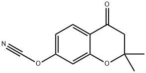 Cyanic acid, 3,4-dihydro-2,2-dimethyl-4-oxo-2H-1-benzopyran-7-yl ester 化学構造式