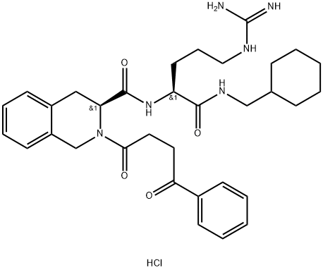 (S)-N-((S)-1-((环己基甲基)氨基)-5-胍基-1-氧代戊烷-2-基)-2-(4-氧代-4-苯基丁酰基)-1,2,3,4-四氢异喹啉-3-甲酰胺盐酸盐,1596362-29-6,结构式