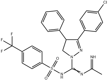 3-(4-Chlorophenyl)-4,5-dihydro-N''-(1-iminoethyl)-4-phenyl-N-[[4-(trifluoromethyl)phenyl]sulfonyl]-1H-pyrazole-1-carboximidamide Struktur