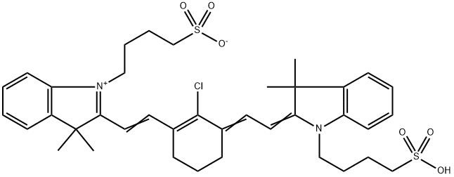 3H-吲哚鎓,2-[2-[2-氯-3-[2-[1,3-二氢-3,3-二甲基-1-(4-磺基丁基)-2H-吲哚-2-亚基]亚乙基]-1-环己烯-1-基]乙烯基]-3,3-二甲基-1-(4-磺丁基)-内盐, 162411-20-3, 结构式