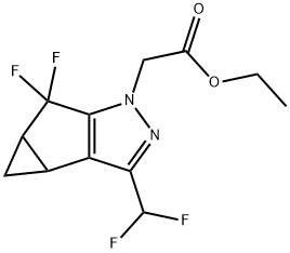 2-(3-(二氟甲基)-5,5-二氟-3B,4,4A,5-四氢-1H-环丙烷[3,4]环戊[1,2-C]吡唑-1-基)乙酸乙酯,1626337-84-5,结构式