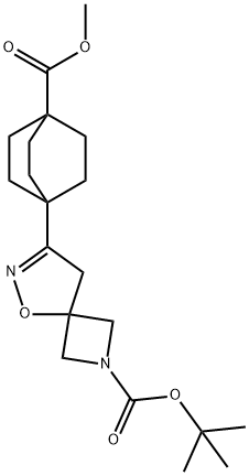 4-(2-BOC-5-氧杂-2,6-二氮杂螺[3.4]辛-6-烯-7-基)双环[2.2.2]辛烷-1-甲酸甲酯, 1628749-52-9, 结构式