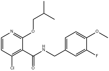 3-Pyridinecarboxamide, 4-chloro-N-[(3-fluoro-4-methoxyphenyl)methyl]-2-(2-methylpropoxy)-,1629616-20-1,结构式