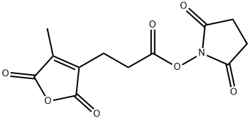 3-Furanpropanoic acid, 2,5-dihydro-4-methyl-2,5-dioxo-, 2,5-dioxo-1-pyrrolidinyl ester Struktur