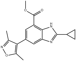 1H-Benzimidazole-7-carboxylic acid, 2-cyclopropyl-5-(3,5-dimethyl-4-isoxazolyl)-, methyl ester Struktur