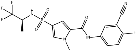 1H-Pyrrole-2-carboxamide, N-(3-cyano-4-fluorophenyl)-1-methyl-4-[[[(1S)-2,2,2-trifluoro-1-methylethyl]amino]sulfonyl]- Structure