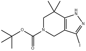3-碘-7,7-二甲基-1H,4H,5H,6H,7H-吡唑并[4,3-C]吡啶-5-羧酸叔丁酯,1638764-24-5,结构式