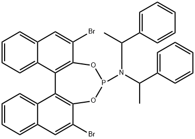 (11bR)-2,6-dibromo-N,N-bis((R)-1-phenylethyl)dinaphtho[2,1-d:1',2'-f][1,3,2]dioxaphosphepin-4-amine Struktur