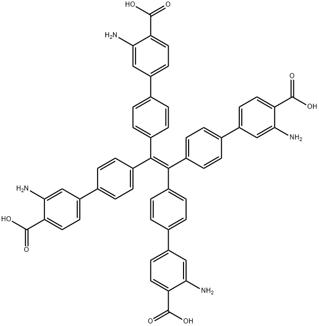 [1,1'-Biphenyl]-4-carboxylic acid, 4',4''',4''''',4'''''''-(1,2-ethenediylidene)tetrakis[3-amino-,1643112-47-3,结构式