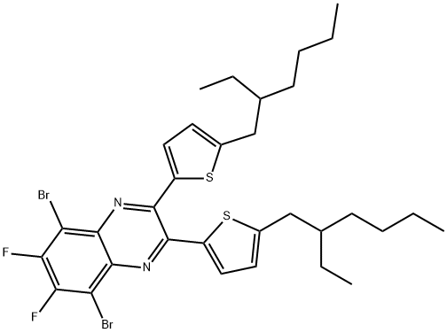 5,8-dibromo-2,3-bis(5-(2-ethylhexyl)thiophen-2-yl)-6,7-difluoroquinoxaline, 1643416-18-5, 结构式