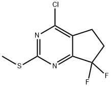 5H-Cyclopentapyrimidine, 4-chloro-7,7-difluoro-6,7-dihydro-2-(methylthio)- 化学構造式