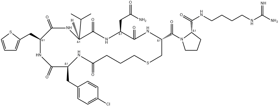 c(Bua-Cpa-Thi-Val-Asn-Cys)-Pro-d-Arg-NEt2 结构式