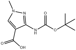1H-Pyrazole-4-carboxylic acid, 3-[[(1,1-dimethylethoxy)carbonyl]amino]-1-methyl- Structure