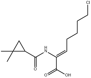 (Z)-(S)-7-Chloro-2-(2,2-diMethyl-cyclopropanecarboxaMido)-2-heptenoic acid 化学構造式
