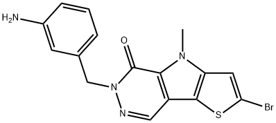 7-(3-aminobenzyl)-2-bromo-4-methyl-4,7-dihydro-8H-thieno[2',3':4,5]pyrrolo[2,3-d]pyridazin-8-one 结构式