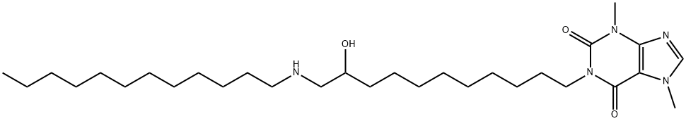1H-Purine-2,6-dione, 1-[11-(dodecylamino)-10-hydroxyundecyl]-3,7-dihydro-3,7-dimethyl-,166981-13-1,结构式