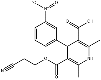 3,5-Pyridinedicarboxylic acid, 1,4-dihydro-2,6-dimethyl-4-(3-nitrophenyl)-, 3-(2-cyanoethyl) ester Structure