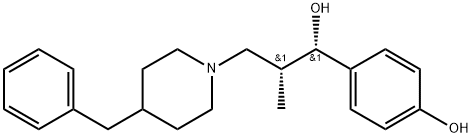 (1S,2R)-1-(4-ヒドロキシフェニル)-2-メチル-3-(4-ベンジルピペリジノ)-1-プロパノール 化学構造式