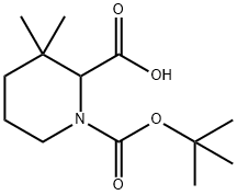 1,2-Piperidinedicarboxylic acid, 3,3-dimethyl-, 1-(1,1-dimethylethyl) ester 化学構造式