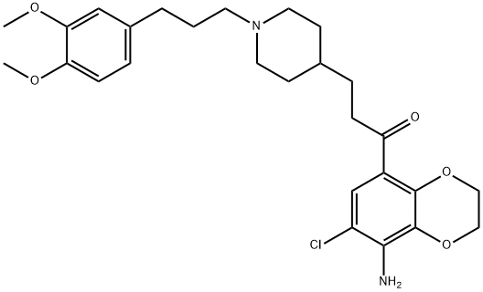 1-Propanone, 1-(8-amino-7-chloro-2,3-dihydro-1,4-benzodioxin-5-yl)-3-[1-[3-(3,4-dimethoxyphenyl)propyl]-4-piperidinyl]- Structure