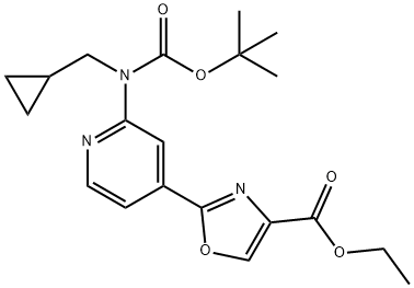 4-Oxazolecarboxylic acid, 2-[2-[(cyclopropylmethyl)[(1,1-dimethylethoxy)carbonyl]amino]-4-pyridinyl]-, ethyl ester 结构式