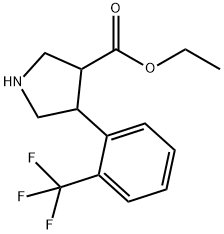 Trans-ethyl 4-(2-(trifluoromethyl)phenyl)pyrrolidine-3-carboxylate hydrochloride 化学構造式