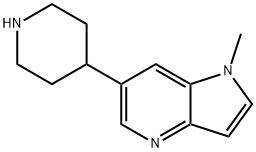 1H-Pyrrolo[3,2-b]pyridine, 1-methyl-6-(4-piperidinyl)-,1780417-91-5,结构式