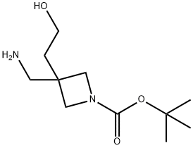 3-Aminomethyl-3-(2-hydroxy-ethyl)-azetidine-1-carboxylic acid tert-butyl ester Struktur