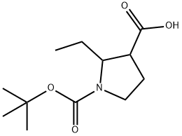 1-[(叔-丁氧基)羰基]-2-乙基吡咯烷-3-甲酸 结构式