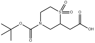 2-Thiomorpholineacetic acid, 4-[(1,1-dimethylethoxy)carbonyl]-, 1,1-dioxide 化学構造式