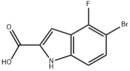 1H-Indole-2-carboxylic acid, 5-bromo-4-fluoro- 化学構造式