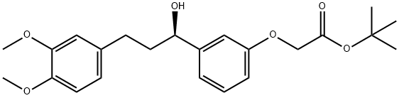 R)-1-(3-(tert-butoxycarbonylmethoxy)phenyl)-3-(3,4-dimethoxyphenyl)-propan-1-ol Struktur
