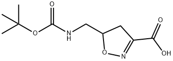 3-Isoxazolecarboxylic acid, 5-[[[(1,1-dimethylethoxy)carbonyl]amino]methyl]-4,5-dihydro- 化学構造式