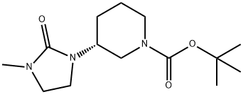 1-Piperidinecarboxylic acid, 3-(3-methyl-2-oxo-1-imidazolidinyl)-, 1,1-dimethylethyl ester, (3R)- 化学構造式