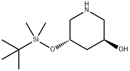 (3S,5S)-5-[[(1,1-Dimethylethyl)dimethylsilyl]oxy]-3-piperidinol 化学構造式