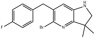 5-bromo-6-[(4-fluorophenyl)methyl]-3,3-dimethyl-1,2-dihydropyrrolo[3,2-b]pyridine|5-bromo-6-[(4-fluorophenyl)methyl]-3,3-dimethyl-1,2-dihydropyrrolo[3,2-b]pyridine