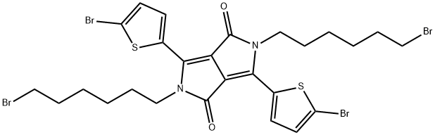 2,5‐bis(6‐
broMohexyl)‐3,6‐bis(5‐
broMothiophen‐2‐
yl)pyrrolo[3,4‐c]pyrrole‐
1,4(2H,5H)‐dione,1799951-38-4,结构式