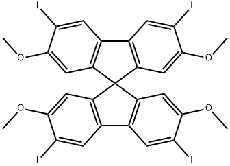3,3',6,6'-tetraiodo-2,2',7,7'-tetramethoxy-9,9'-spirobi[fluorene Struktur