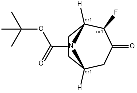 8-Azabicyclo[3.2.1]octane-8-carboxylic acid, 2-fluoro-3-oxo-, 1,1-dimethylethyl ester, (1R,2R,5S)-rel- Structure