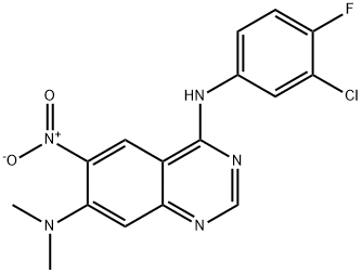 4,7-Quinazolinediamine, N4-(3-chloro-4-fluorophenyl)-N7,N7-dimethyl-6-nitro- 化学構造式
