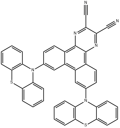 7,10-bis(phenothiazine)-2,3-dicyanopyrazino phenanthrene Struktur