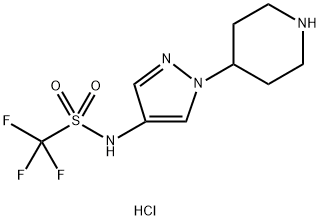 1,1,1-trifluoro-N-[1-(piperidin-4-yl)-1H-pyrazol-4-yl]methanesulfonamide hydrochloride Struktur