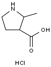 3-Pyrrolidinecarboxylic acid, 2-methyl-, hydrochloride (1:1) Structure