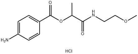 1-[(2-methoxyethyl)carbamoyl]ethyl 4-aminobenzoate hydrochloride Structure