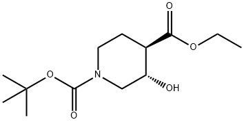1-(叔丁基)4-乙基(3S,4R)-3-羟基哌啶-1,4-二羧酸 结构式